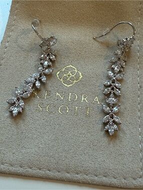 Kendra Scott Silver Marquise Crystal Vine Drop Earrings - Clear